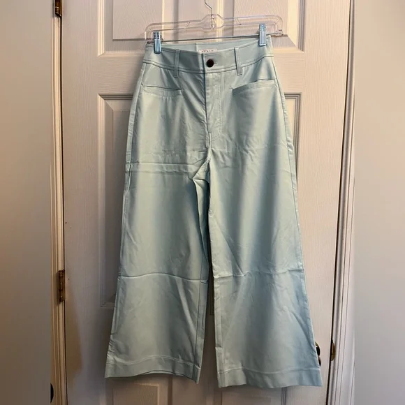 VENUS Women’s Soft Blue Faux Leather Wideleg Pants New Size 2 - Picture 3 of 5